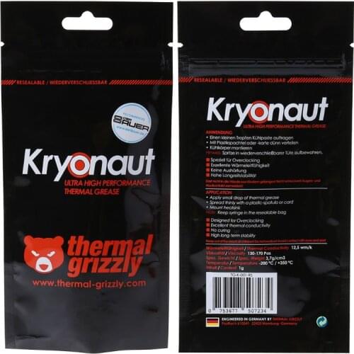 Thermal Grizzly Kryonaut 1g for CPU AMD Intel Processor Heatsink Fan Compound Cooling Thermal Paste Cooler Thermal Grease X6HA