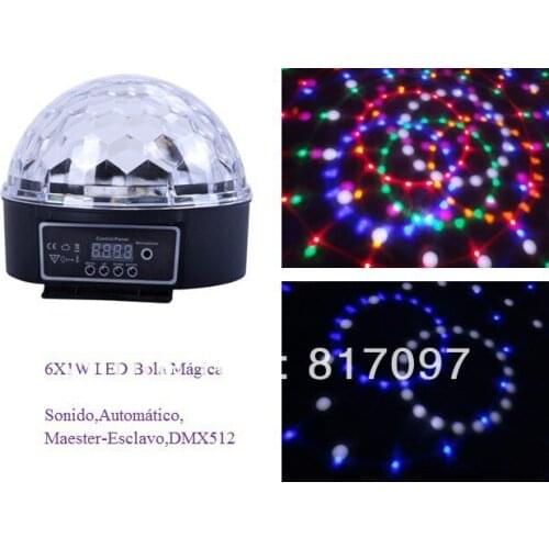 Venta 6 Piezas 1W LED Bola Magica Sonido Automatico DMX512 7 Canales DJ Efectos Luces LED Fiestas Eventos Efectos Discoteca Pub