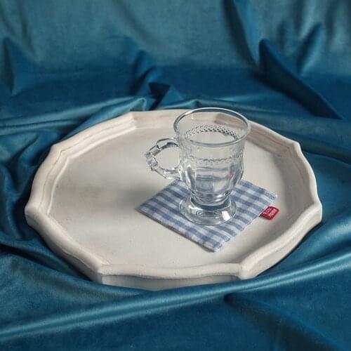 Vintage White Wooden Tray Desktop Decorative Tea Fruit Makeup Jewelry Display Storage Plate