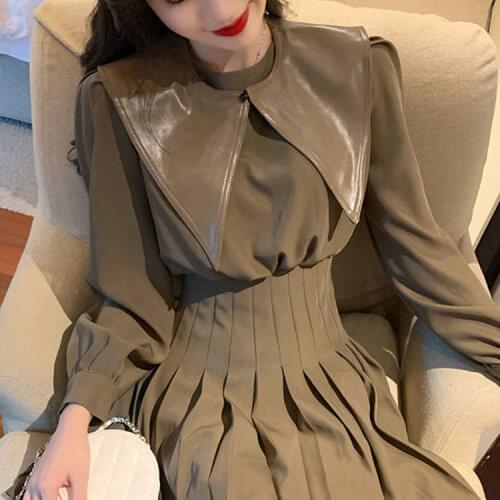 Woman Dresses 2021 Spring Pleated Skirt Womens Fashionable Dress Vestido De Mujer Femme Robe