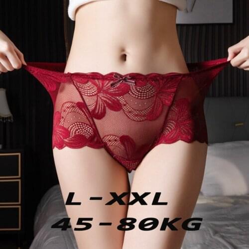 Womens Ladies Sexy Lace Intimates Panties Briefs Underwear Transparent High Waist Lingerie Plus Size Large Big Size for Fat