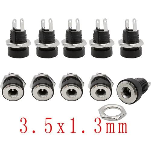 5Pcs DC Power Adapter DC Jack Connector DC022B 3.5x1.3mm Female Panel Mount Connector Plug Adapter 2 Pins 3.5*1.3mm DC-022B