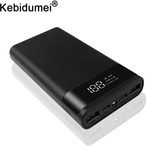 5V Dual USB Fast Charging LED Portable 6x18650 Power Bank Battery Box Shell Case DIY Type-C Micro USB Phone Charger Box Case