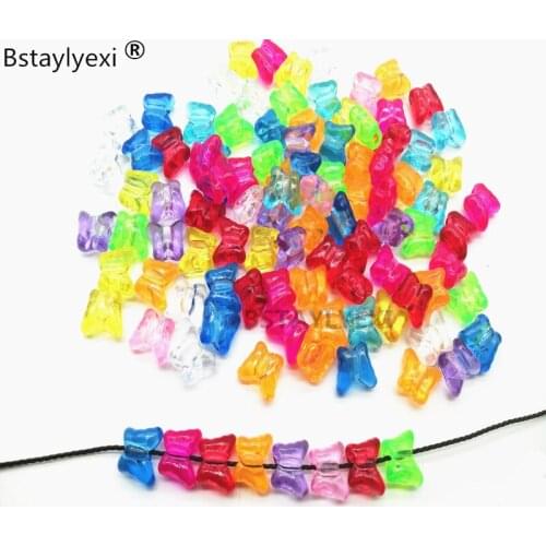 500pcs 200pcs 100pcs 50pcs 10X8mmMixed Colour Transparent Acrylic Faceted Butterfly Beads 10X8mm