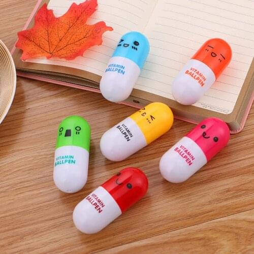 6pcs/set) Cute expression pills Ballpoint pen Office supplies cute school supplies stationery office supplies Ball pen