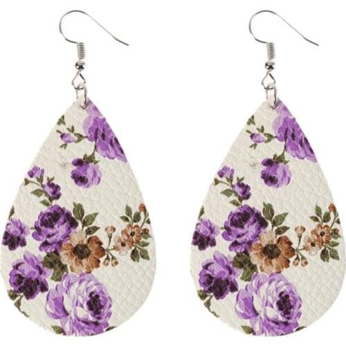 Bohemian Simple Pendant Drop Earrings Fashion Leather Flower Earrings for women Girls Gifts Clothing Accessories