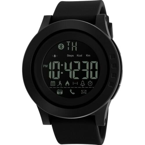 SKMEI 1255 Calorie Pedometer Mens Electronic Digital Wristwatch Waterproof App Reminds Bluetooth Man Creative Sport Watch black