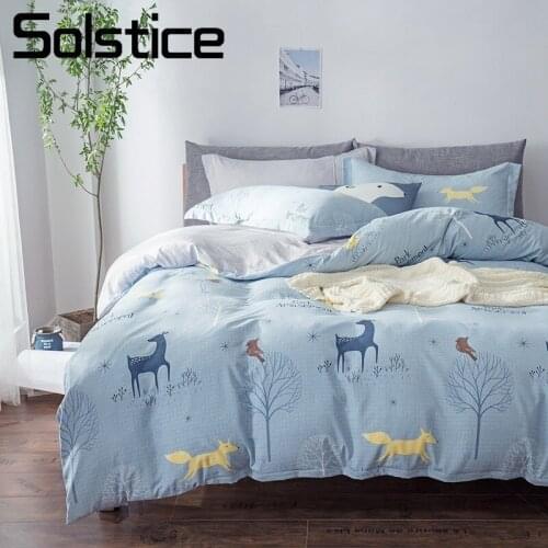 Solstice Home Textile Pillowcase Flat Sheet Duvet/Quilt Cover Blue Forest Animal Teen Boy Girl Bedding Sets King Twin Bed Linens