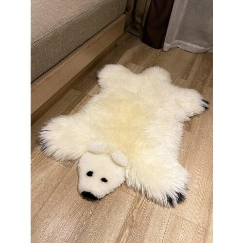 European Style Polar Bear Australia Wool Carpet Bay Window Fluffy Rug Home Shaggy Carpet For Living Room Soft Rug Bedroom Deco