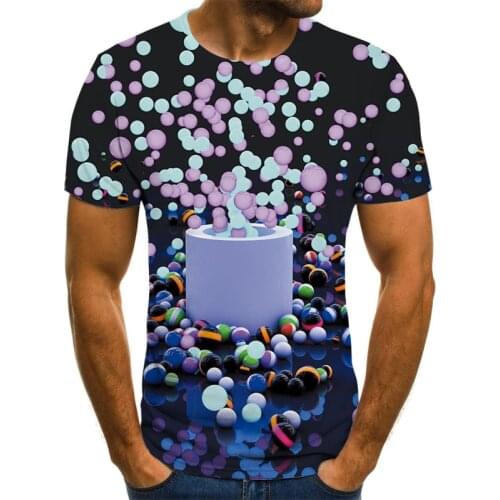 3D male and female palms universal new colorful ball print summer street colorful clothing retro style childrens T-shirt