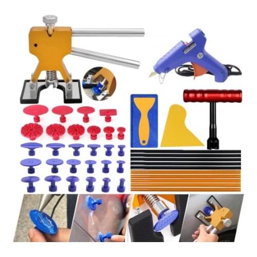 DENT REMOVAL TOOLS PAINTLESS DENT REPAIR TOOLS KIT GLUE GUN T BAR SUCTION CUP GLUE TABS DENT PULLER CAR BODY REPAIR