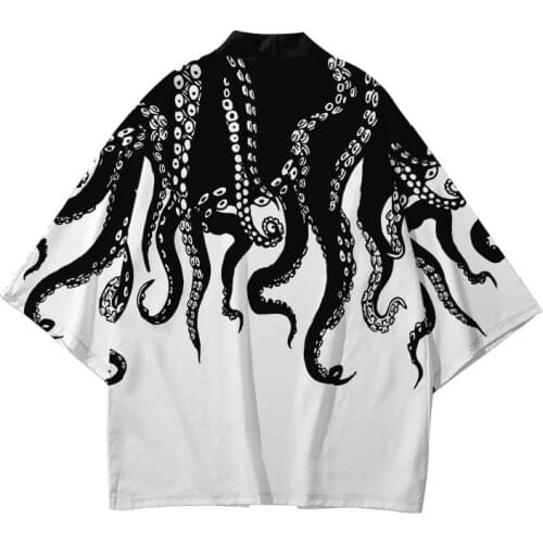 Japanese Style Adult Yukata Kimono Clothes Loose Print Haori Cardigan Casual Women Men Shirt Oversize 4XL Streetwear T-Shirt