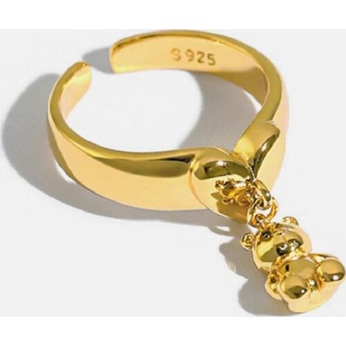 YIZIZAI Ins Korean Cute Cartoon Mini Bear Ring for Lady Women Gold Silver Color Rings Pendant Jewelry Anillo Wholesale price Hot