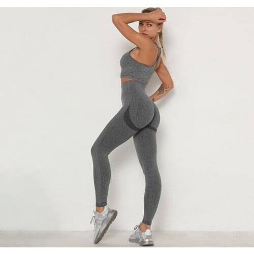 SALSPOR Women Yoga Suits Seamless Sport Bra Leggings Trainning Running 2 Piece of Sets Solid Sportwear Cycling Gym Suits Female
