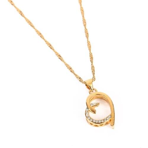 Trendy Heart Pendants Necklace 24K Gold Color Glass Stone Cute Heart Jewelry