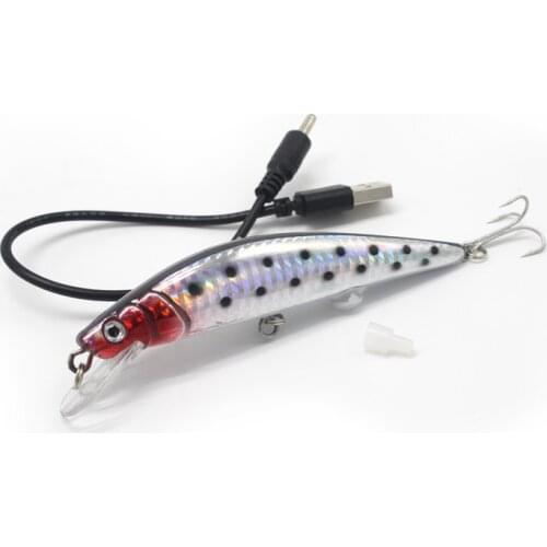 Saltwater Fishing Lures Artificial Bait USB Rechargeable Light Minnow LED Electric Vibration Buzz Twitching Jerkbait