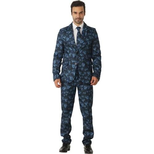 CRAZE Dark Blue Suits Alien Costumes Men Halloween Costumes For Adult 3D Novelty Blazer Cosplay Carnival party Suits Coat Tie