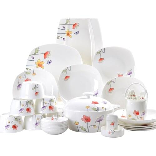 56 pcs Jingdezhen Ceramic Dinnerware Set Kitchen Tableware Dinner Dish Ceramic Plates and Dishes Bowls dishes set