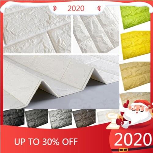 PE Foam 3D Wall Stickers Embossed Brick Waterproof Self Adhesive Wallpaper Room Home Decor For Kids Bedroom Living Room Stickers