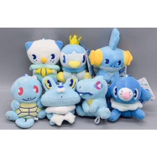 New 35Pcs Froakie Piplup Totodile Mudkip Popplio Oshawott 4"10CM Plush Doll Keychain Pendant