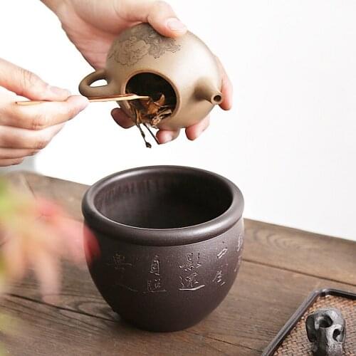 Monohydrate writing brush washer yixing sand washing dirty water jar kung fu tea set small tea slag bucket spare parts