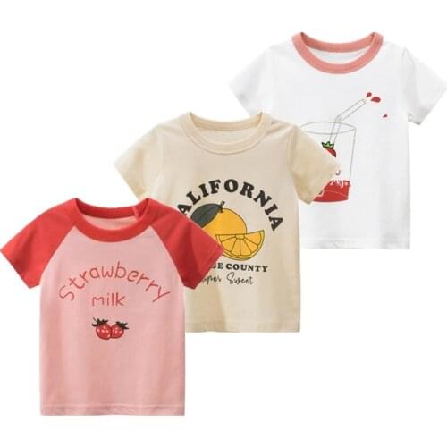 Orangemom Offical Store Mother Kids Girls Summer Cotton Cartoon Pattern O-neck Short Sleeve Casial T-shirt For Kids Girl Tops