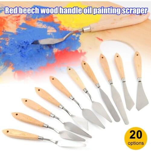 Palette Knife Painting Stainless Steel Spatula Palette Knife Oil Paint Metal Knives Wood Handle FC