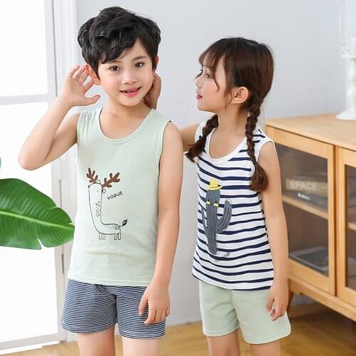 Boys Clothes Baby Pajama Sets for Boys Girls Clothes Cartoon Outfits Pijama Infantil Tops+Shorts 2pcs Sleepwear Pyjamas Kids
