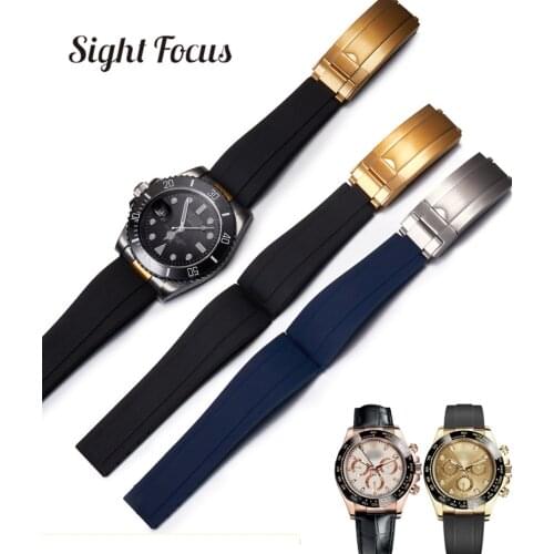 20mm Rubber Silicone Watch band for Role Watchband Rolex Submariner OYSTERFLEX Strap Daytona Yacht Master GMT Seamaster Bracelet