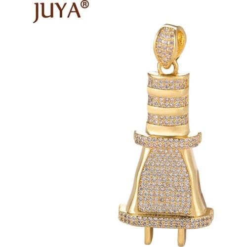 Luxurious Full Rhinestone 2 Pin Plug Pendants Zircon Charms Pendant For Women Necklaces Accessories Supplies Jewelry Components