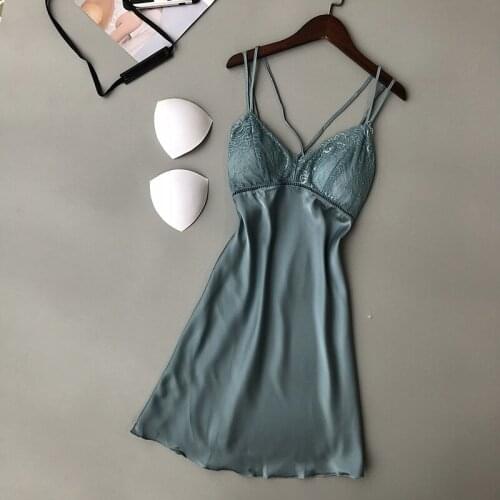 Sexy Lace Women Nightgown Ladies Lingerie Dress Nightwear Satin Night Dress Night Skirt for Women sleep wear nightwear