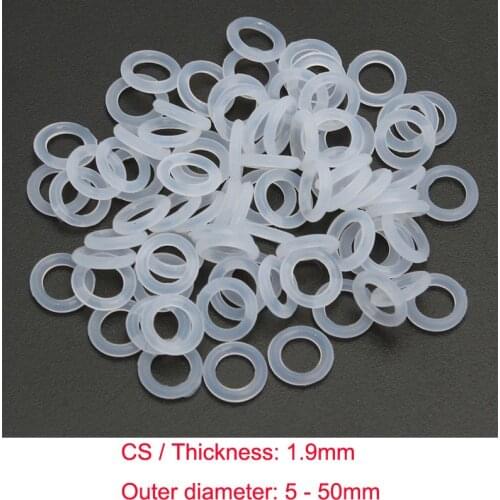 Silicone seal gaskets o-ring rubber o ring heat resistance rings CS 1.9mm x OD 5 6 7 8 9 10 11 12 13 14 15 16 17 18 50mm