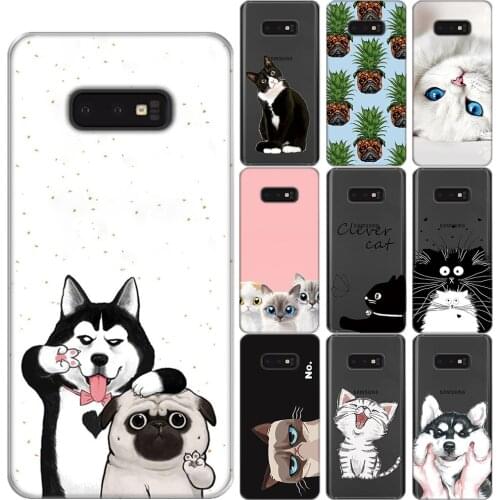 Cartoon Cute Funny Cat Dog Case For Samsung Galaxy S8 S9 S10 S20 Plus Ultra 5G S10E S7 Edge Note 10 Pro 9 8 Silicone Cover