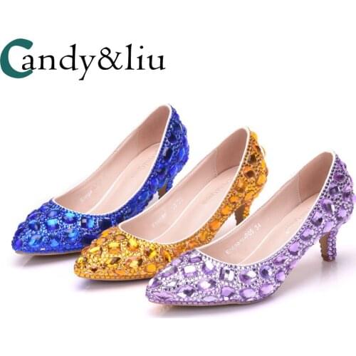 Diamond height and crystal pointed wedding shoes light mouth bride shoes wedding shoes womens water drill dress shoes