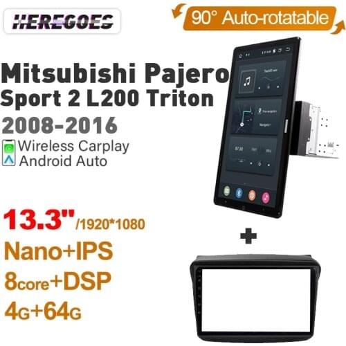 Tesla Style PX6 13.3" Android 10 Car DVD Player For Mitsubishi Pajero Sport 2 L200 Triton 2008-2016 1920*1080 GPS Stereo Radio