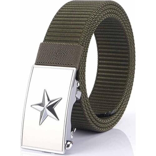 Outdoor Thick Canvas Belt, Toothless Automatic Buckle Military Fan Belt Width Buckle Length Belts Material Style Pattern Type
