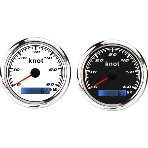Universal Speedometer 12V/24V Odometer 85mm 60 Knot LCD Hourmeter Tachometer Backlight Meter with GPS Antenna