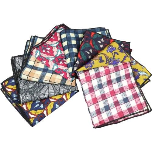 Vintage Floral Printed Handkerchief 100% Polyester Silk Touch Plaid Mens Pocket Square Business Dress Tuxedo Suit Accessory Gift