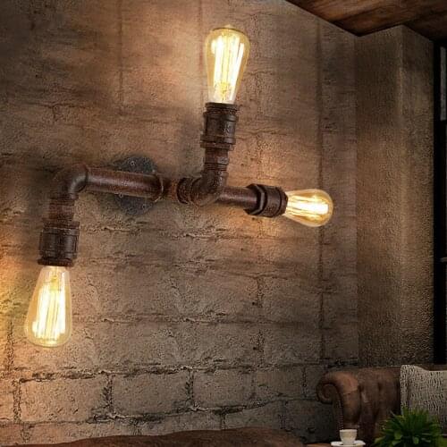Lamp rh tieyi vintage water pipe wall lamp loft balcony bar stair lighting