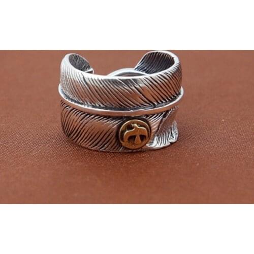 S925 Sterling Silver Jewelry Fashion Trend Retro Thai Silver Takahashi Goro Feather Eagle Feather Ring