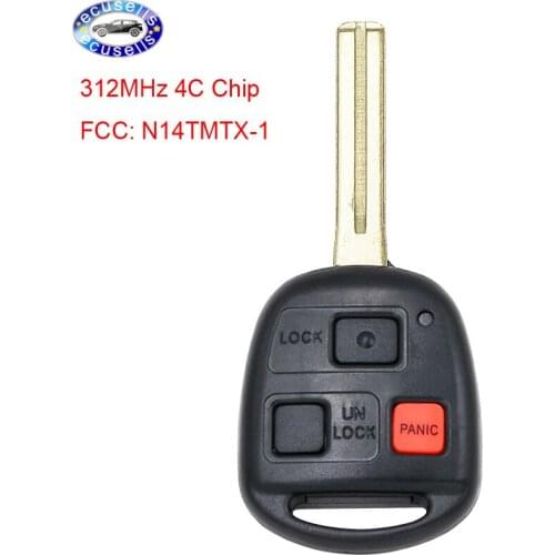 Replacement 3 Button Remote Car Key Fob 312MHz 4C Chip for Lexus RX300 1999-2003 FCC: N14TMTX-1
