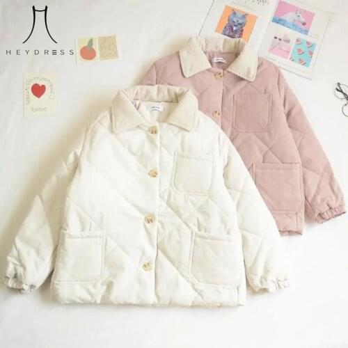 Women Parkas Solid Single Breasted Pockets Girl Soft High Quality Ladies Hot New Simple Kawaii Japanese Style Fresh Preppy Sweet