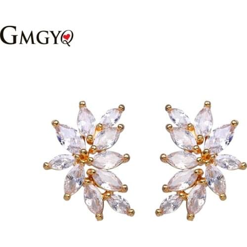 GMGYQ Aretes De Mujer Modernos Cubic Zirconia Flower Earrings 2018 For Women Fashion Jewelry Accessories Gifts For Women