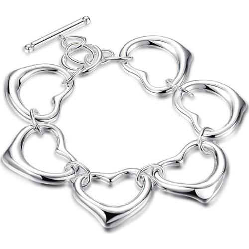 BABYLLNT 925 Silver Heart Shaped Bracelet For Women Wedding Charm Jewelry Gift Wholesale
