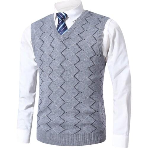 New Man Autumn Winter Wool Vest Casual Striped Male Sweater Vest Sleeveless Knit Vest