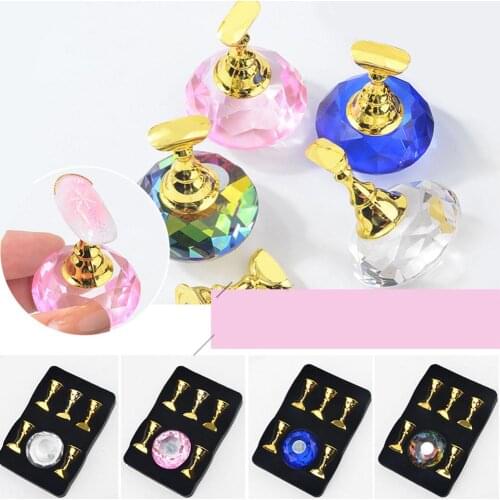 5Pcs Magnetic Nail Tips Stand Holder with Base UV Gel Polish Training Practice salon/manicure/pedicure Nail Tools Set