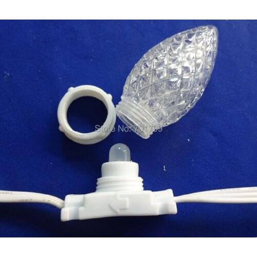 50nodes DC12V WS2811 LED technicolor pixel with C9 cover;waterproof, RGB full color;in WHITE color case and wire