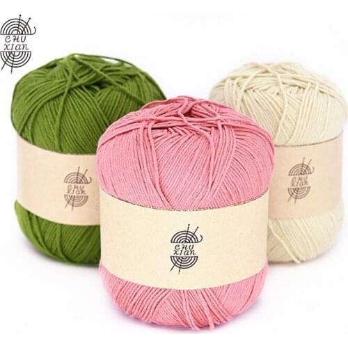 6pcs Free Shipping 50g/ball 100% Cotton Baby Yarn For Knitting Baby Sweaters Shoes Hats Yarn A