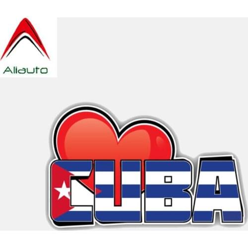 Aliauto Personality Cuba Heart Flag Automobile Motorcycle Helmet Decal Sunscreen Waterproof Reflective Car Sticker PVC,11cm*7cm