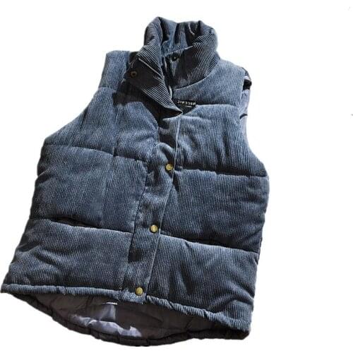 C1222 Autumn winter 2020 new Youth pop men fashion slim corduroy solid colour stand collar vest coat cheap wholesale